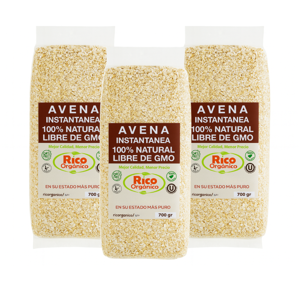 Avena Instantánea Premium 700g – Libre de GMO | Alta en Fibra y Energía Natural | Pack 3 Unidades