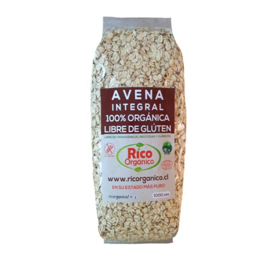 Avena Integral Orgánica Libre de Gluten 1000 GRS Rico y Orgánico